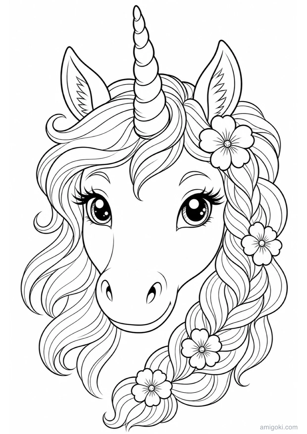 Dessin de Tête de Licorne à Colorier et Imprimer