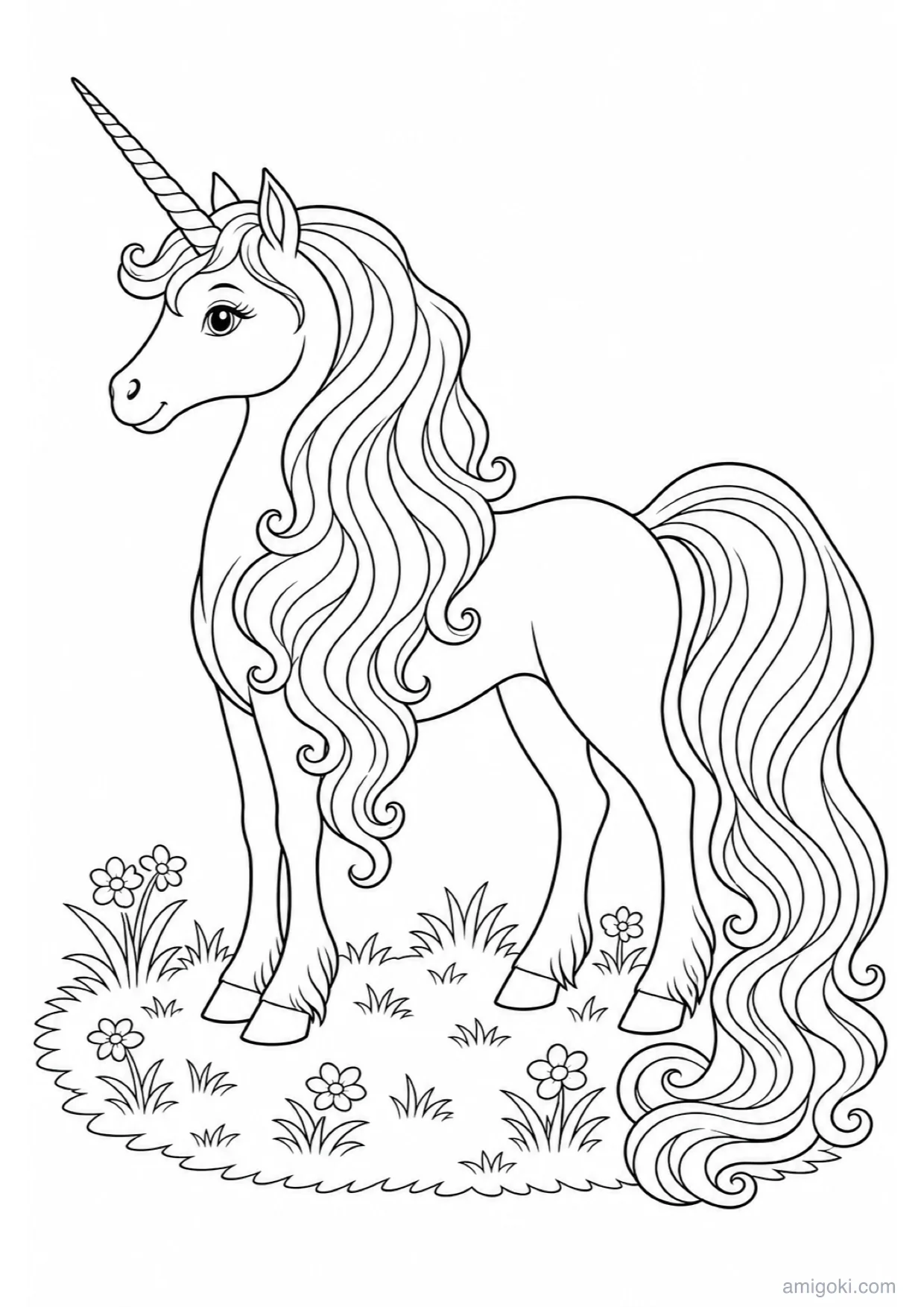 Desenho de Unicórnio Mágico para Colorir e Imprimir