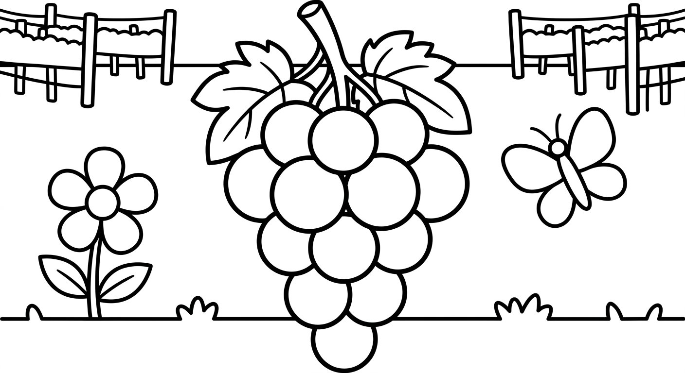 Dibujo de Uva para Colorear para Niños de 2 a 5 Años