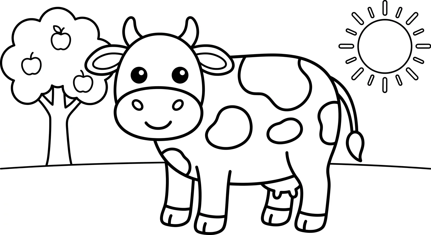 Dibujo de Vaca para Colorear para Niños de 2 a 5 Años