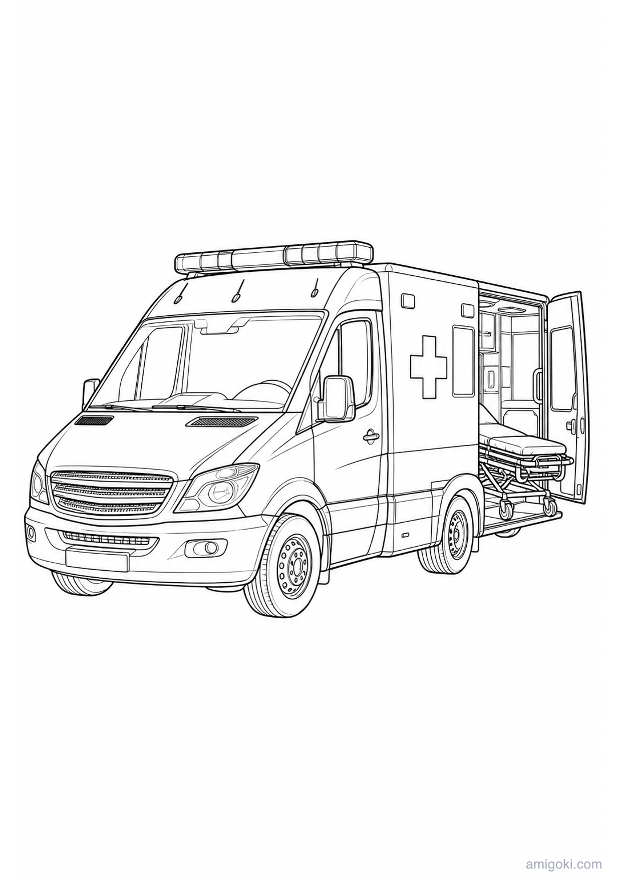 Ambulance Coloring Page to Print Free