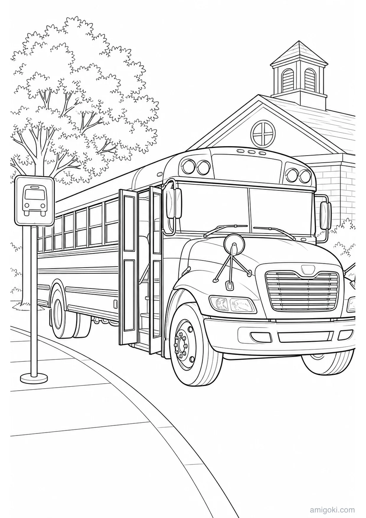 Dibujo de Autobús Escolar para Colorear e Imprimir