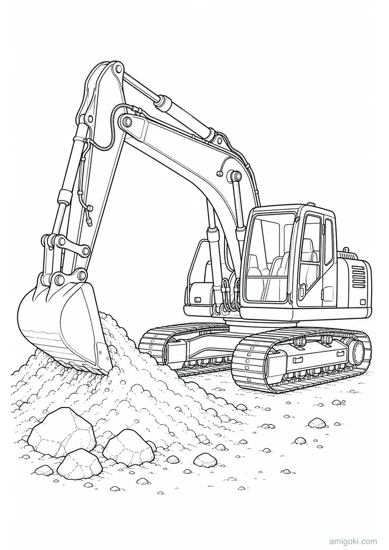 Excavator Coloring Page to Print Free