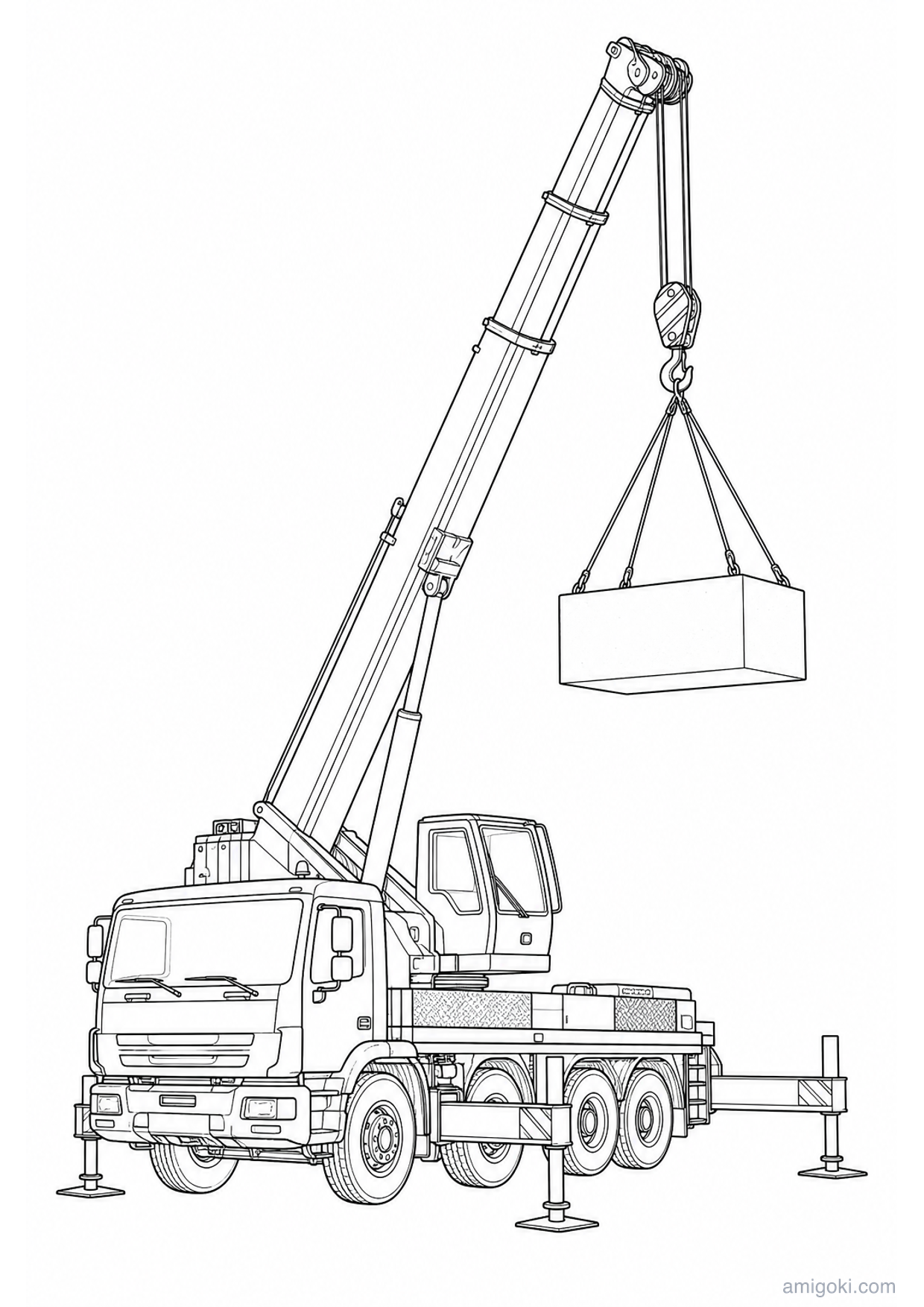 Construction Crane Coloring Page to Print Free