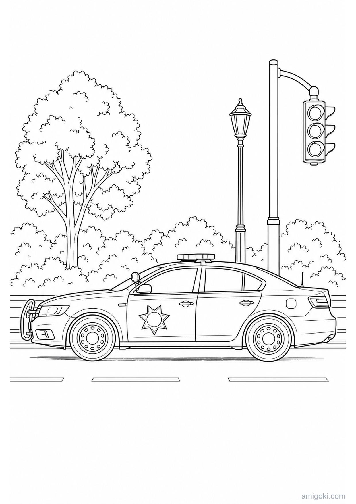 Police Car Coloring Page to Print Free