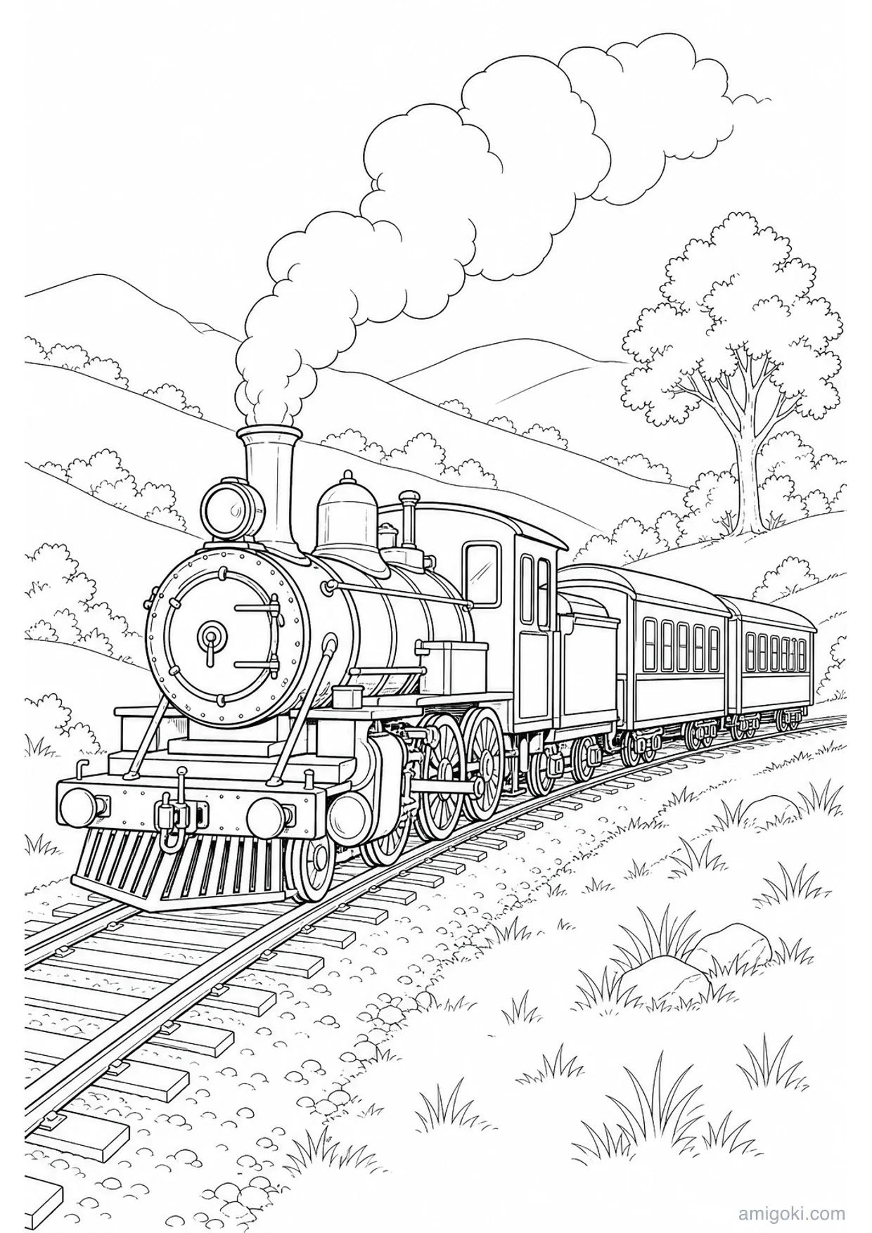 Dessin de Train à Vapeur à Colorier et Imprimer