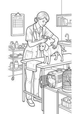 Veterinário para colorir — ficha de profissões imprimível