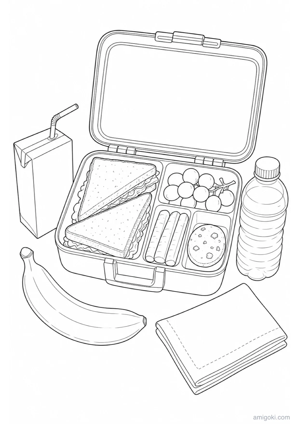 Dibujo de Almuerzo Escolar para Colorear e Imprimir
