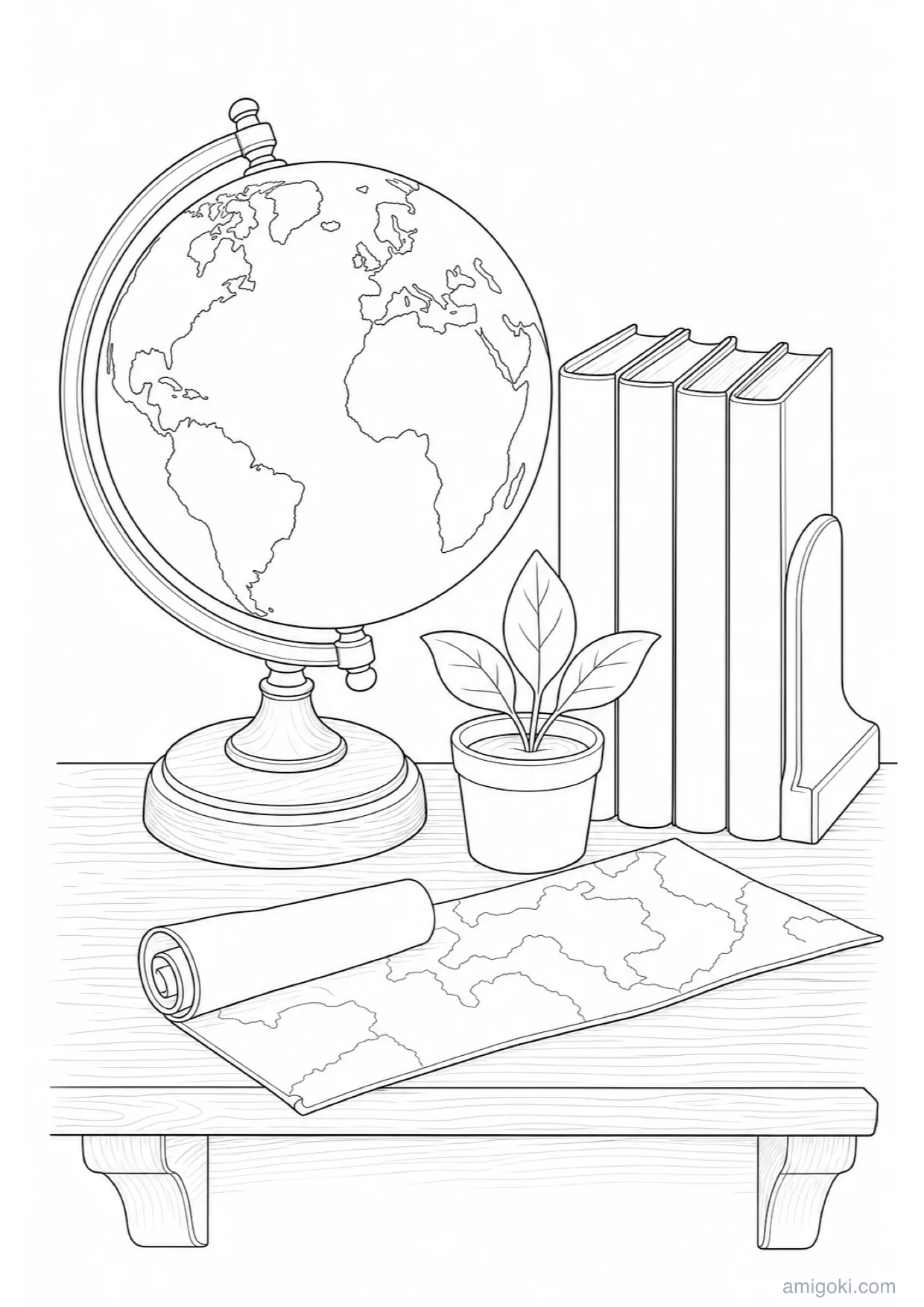 Desenho de Globo Terrestre para Colorir e Imprimir
