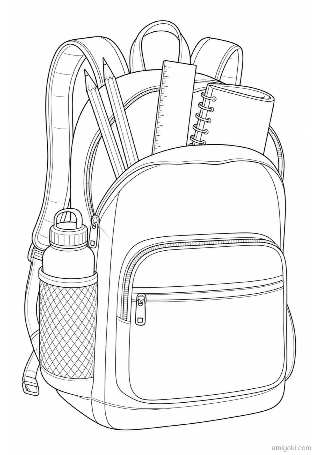 Dibujo de Mochila Escolar para Colorear e Imprimir