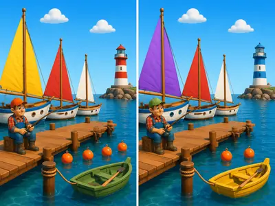 Spot the differences at the harbor