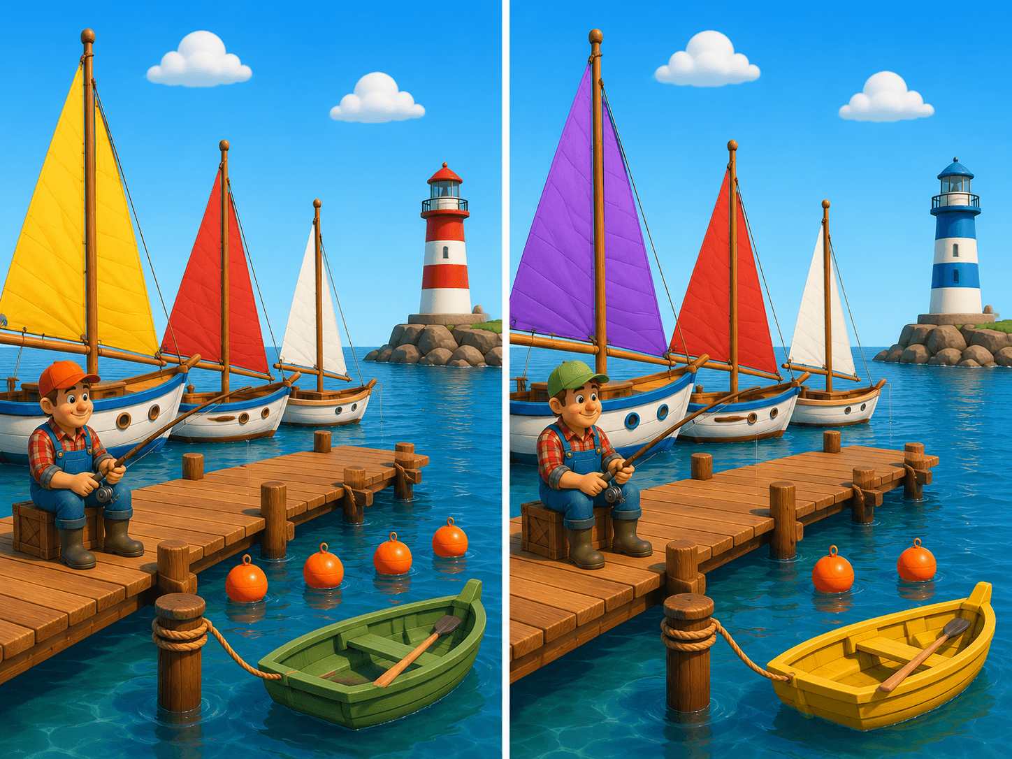 Spot the differences at the harbor