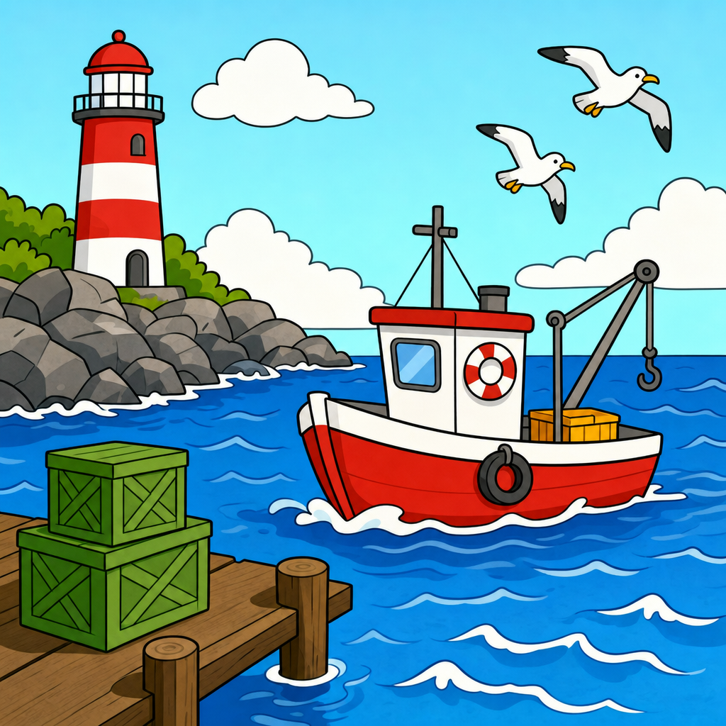Fishing Boat Puzzle for Kids Ages 2 to 8 (4, 9 and 16 Pieces)