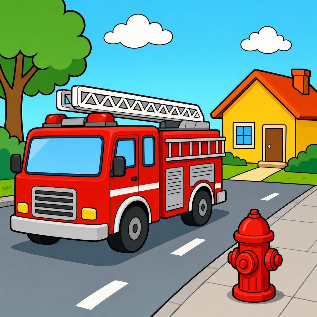 Fire Truck Puzzle for Kids Ages 2 to 8 (4, 9 and 16 Pieces)