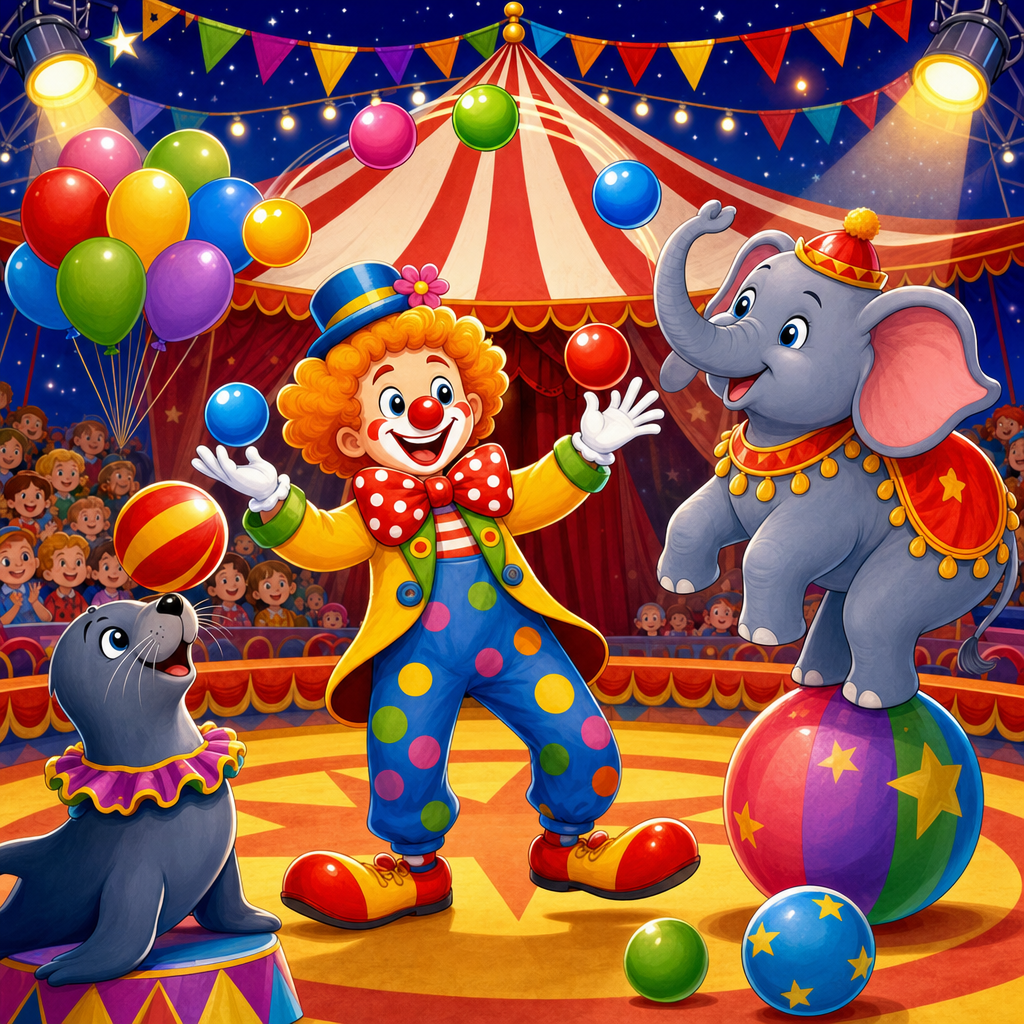 Circus Puzzle for Kids Ages 2 to 8 (4, 9 and 16 Pieces)