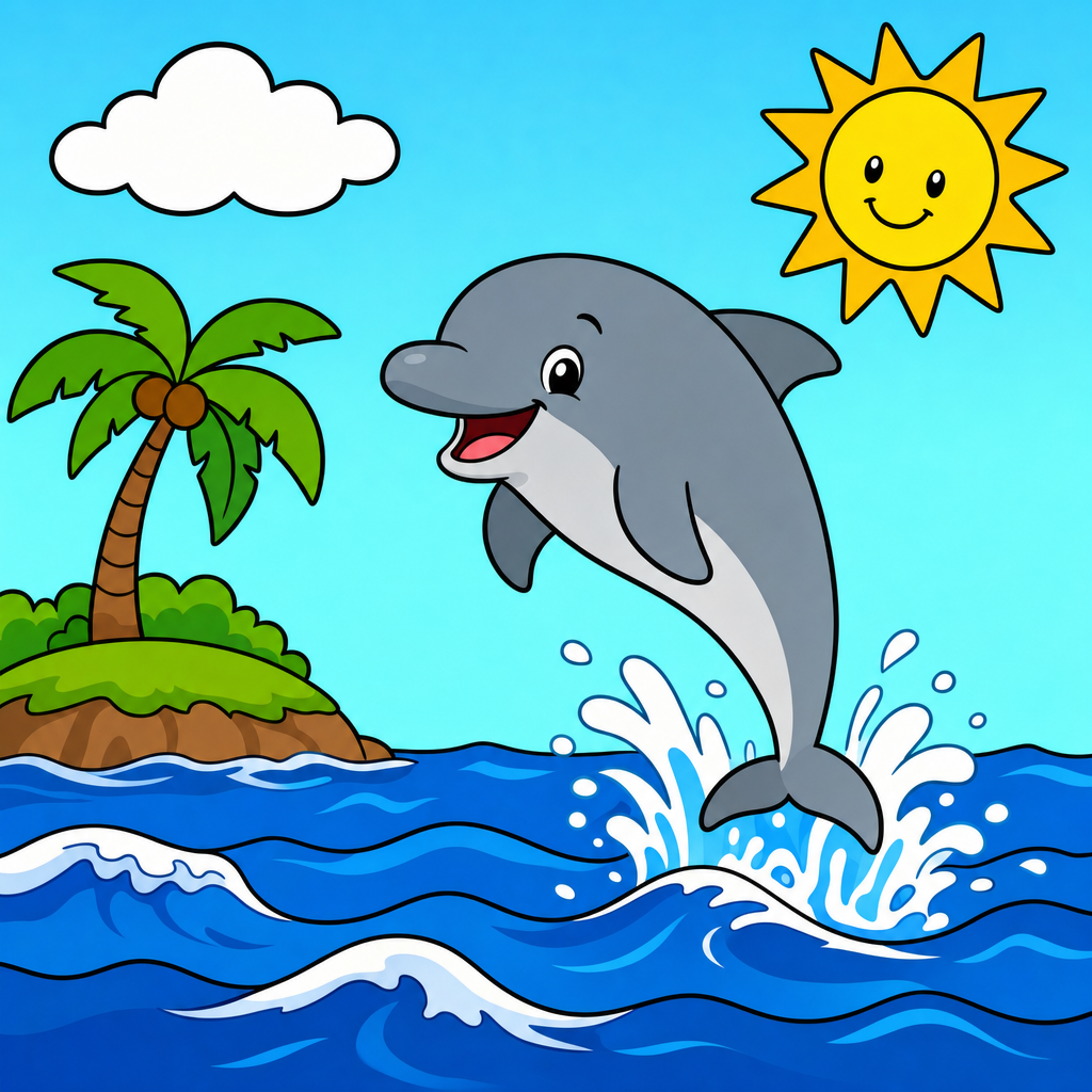 Dolphin Puzzle for Kids Ages 2 to 8 (4, 9 and 16 Pieces)