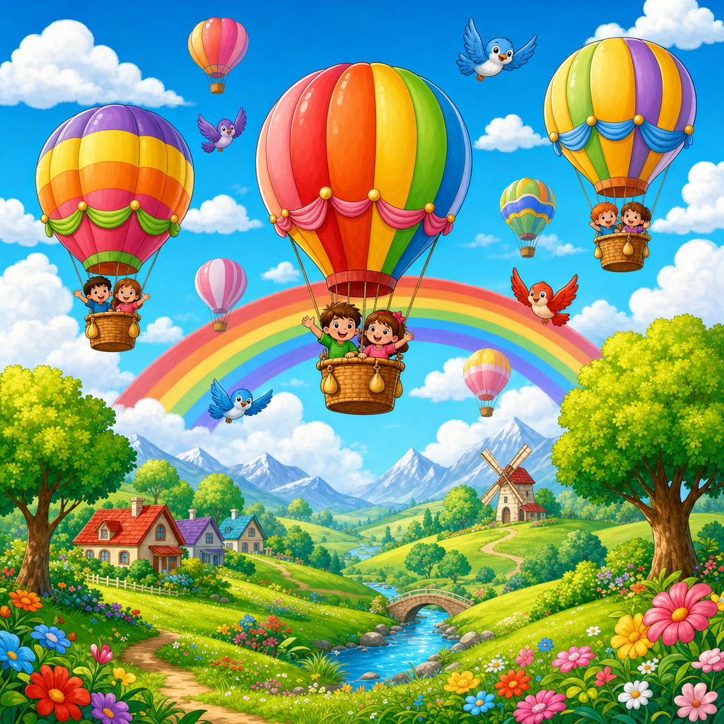 Hot Air Balloons Puzzle for Kids Ages 2 to 8 (4, 9 and 16 Pieces)