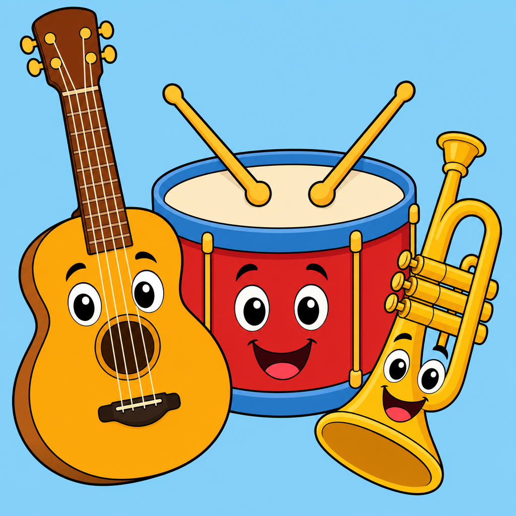 Instruments Puzzle for Kids Ages 2 to 8 (4, 9 and 16 Pieces)