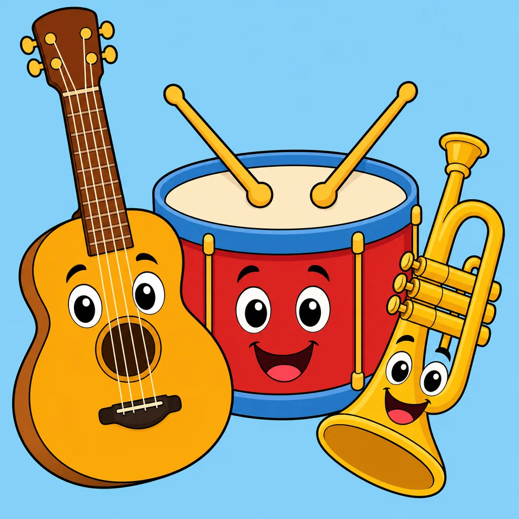Instruments Puzzle for Kids Ages 2 to 8 (4, 9 and 16 Pieces)
