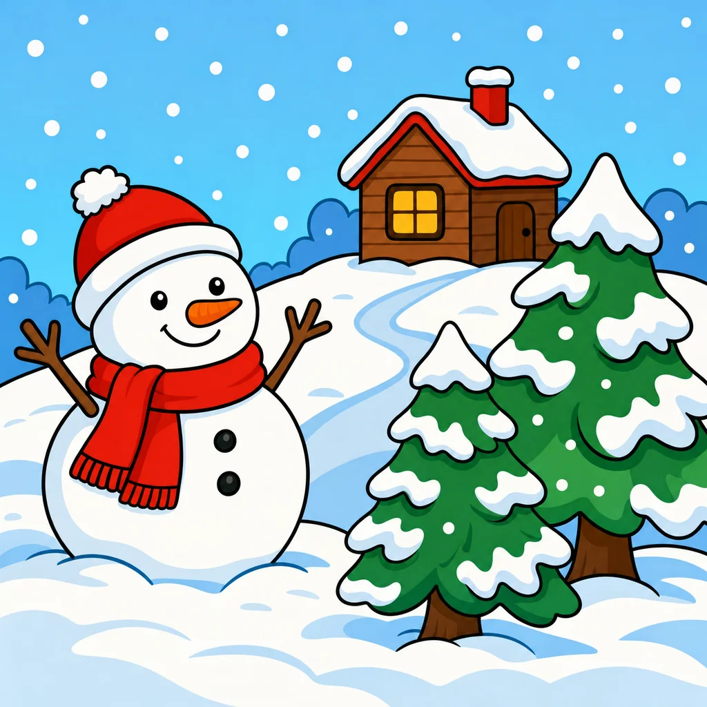 Winter Puzzle for Kids Ages 2 to 8 (4, 9 and 16 Pieces)