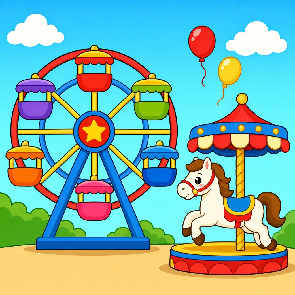 Puzzle de Parc d’Attractions pour Enfants de 2 à 8 Ans (4, 9 et 16 Pièces)