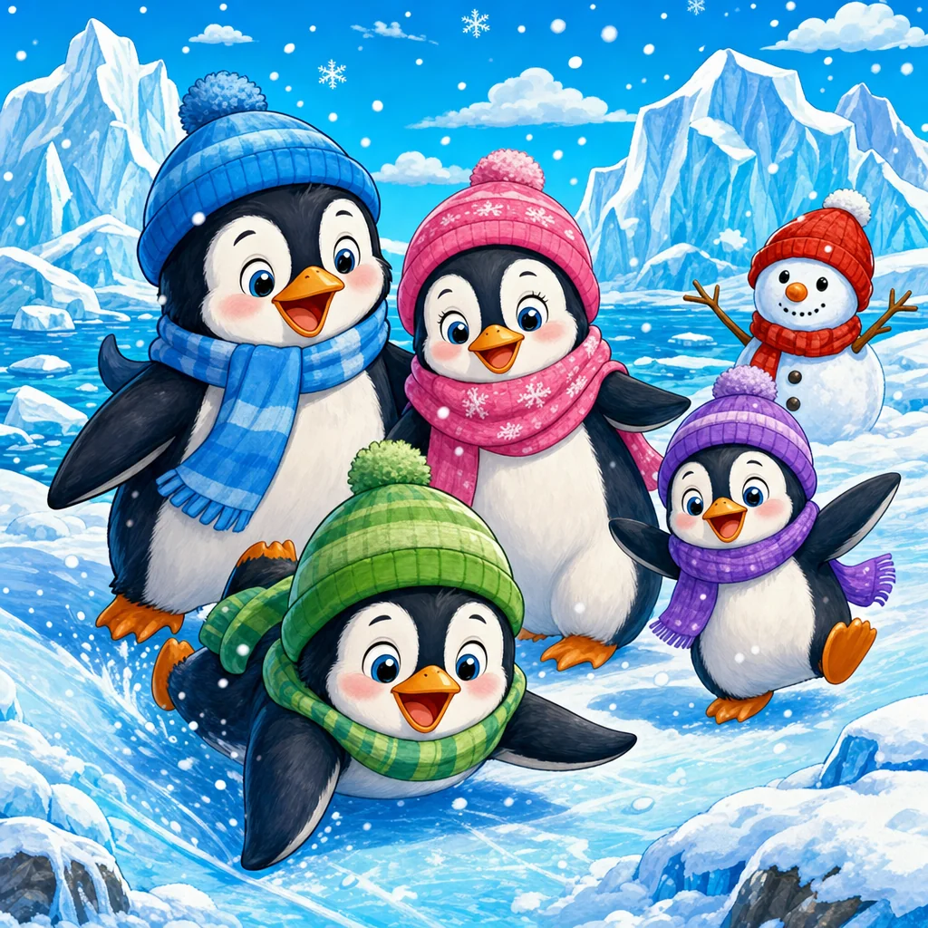 Penguins Puzzle for Kids Ages 2 to 8 (4, 9 and 16 Pieces)