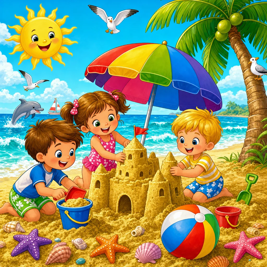 Beach Puzzle for Kids Ages 2 to 8 (4, 9 and 16 Pieces)