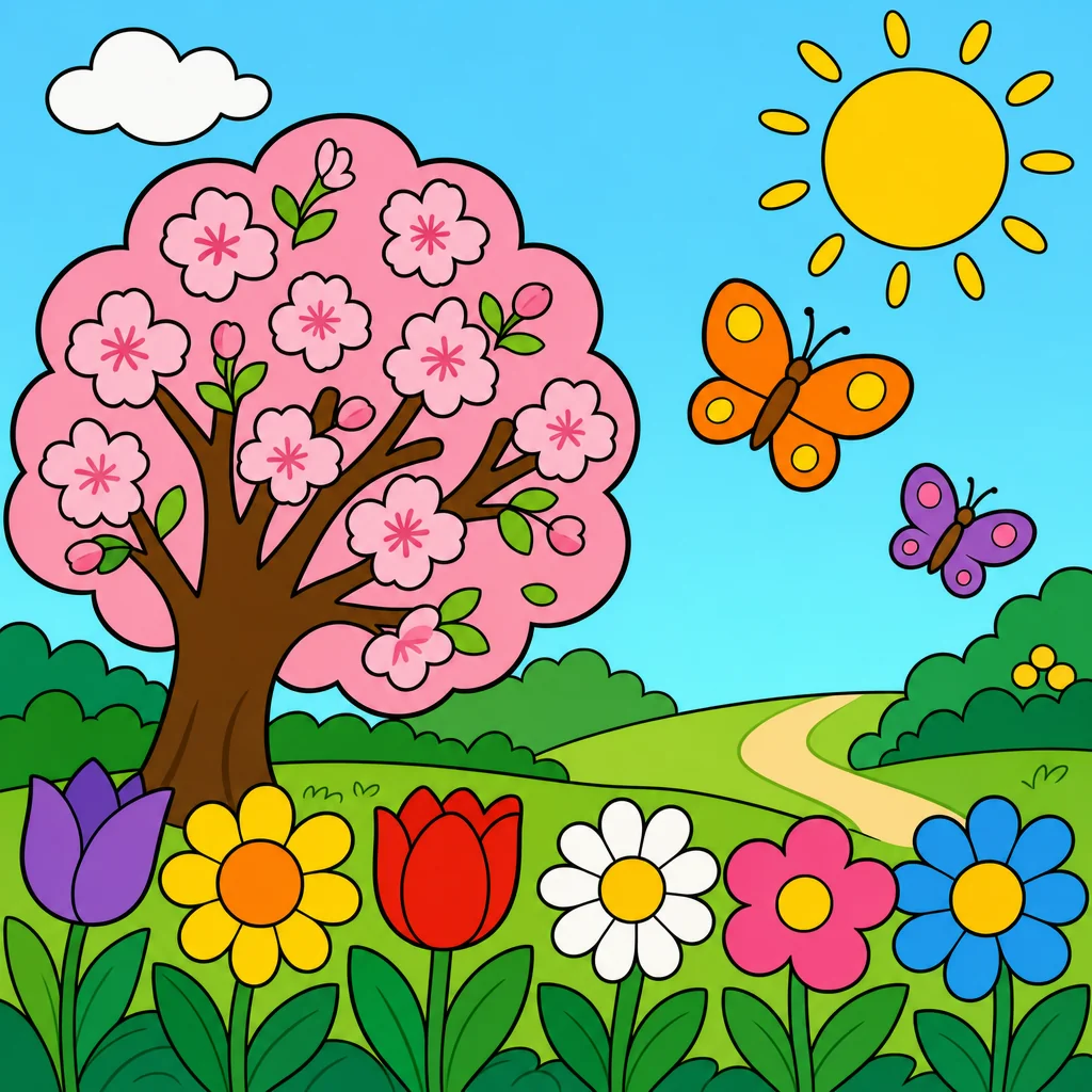 Spring Puzzle for Kids Ages 2 to 8 (4, 9 and 16 Pieces)