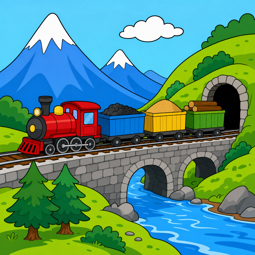 Freight Train Puzzle for Kids Ages 2 to 8 (4, 9 and 16 Pieces)