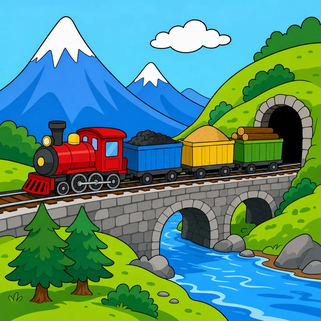 Freight Train Puzzle for Kids Ages 2 to 8 (4, 9 and 16 Pieces)
